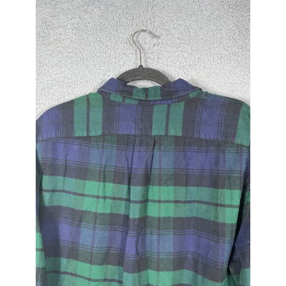 J. Crew Mens Shirt Size L Blue Green Slim Fit Elbow Patch Flannel Button Up - Picture 5 of 11